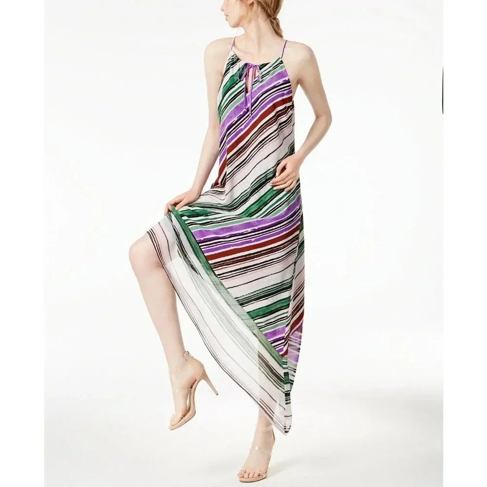 BAR III Color Stripes Asymmetrical Midi Dress NWT XS